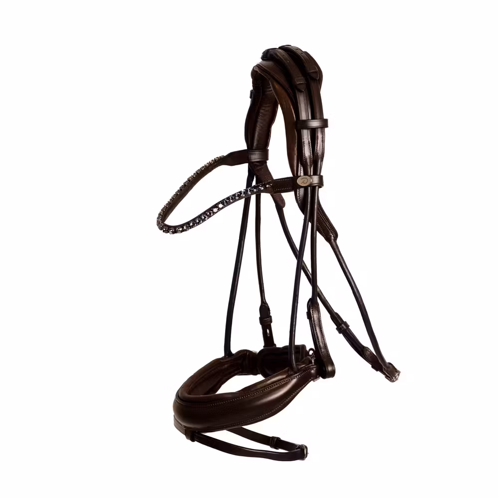Bridle Round with Large Noseband Soft Leathersoft coll Cob/brown