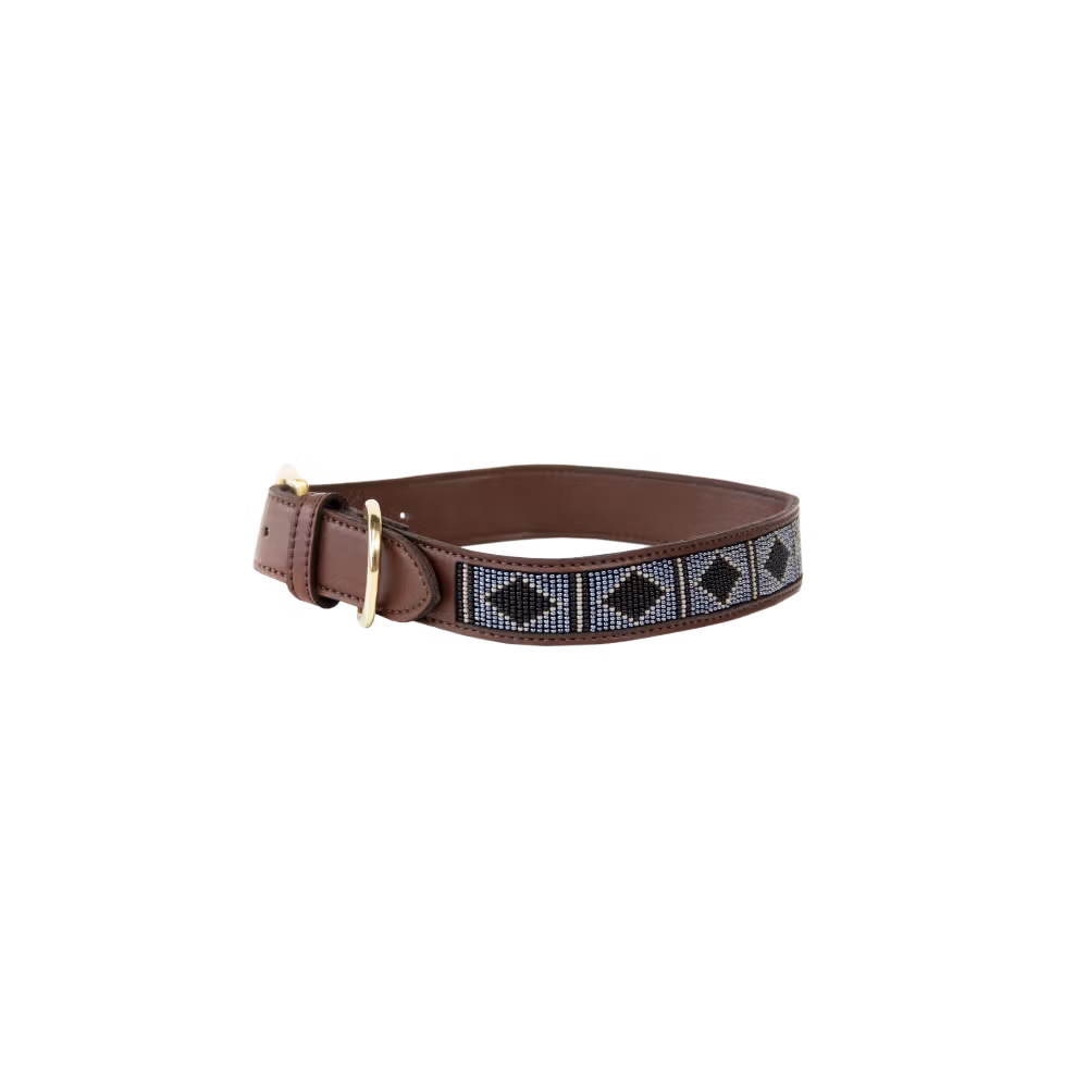 Dog collar handmade pearls silver XL 71cm