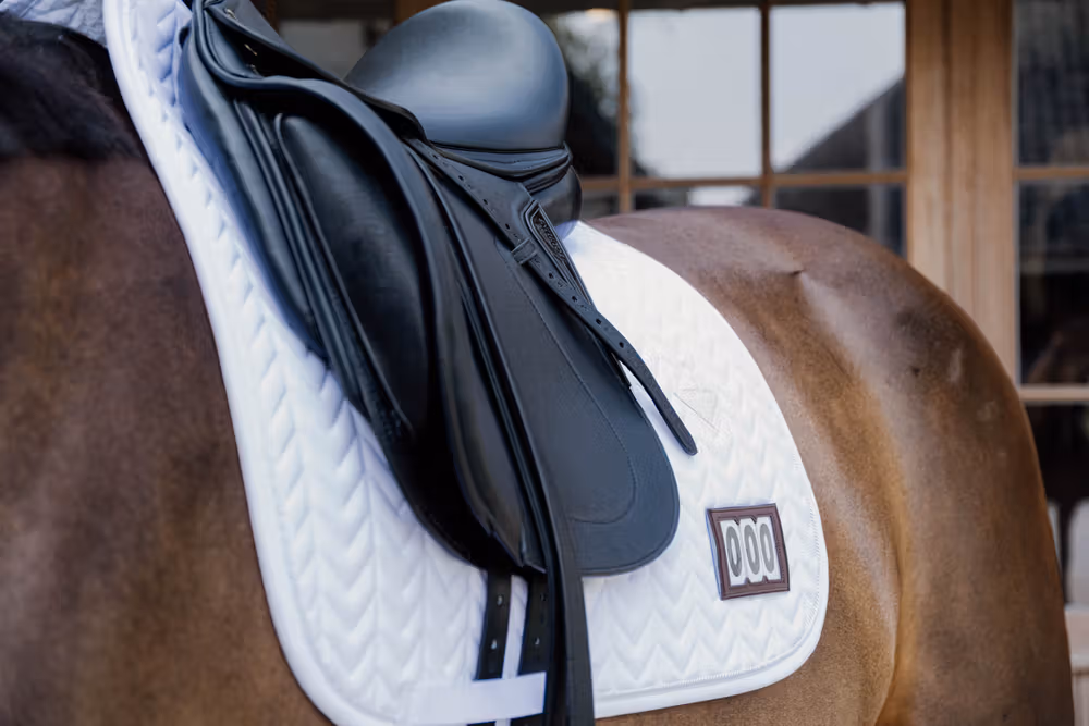 Saddle Pad fishbone competiton with 2 numbers dressage white