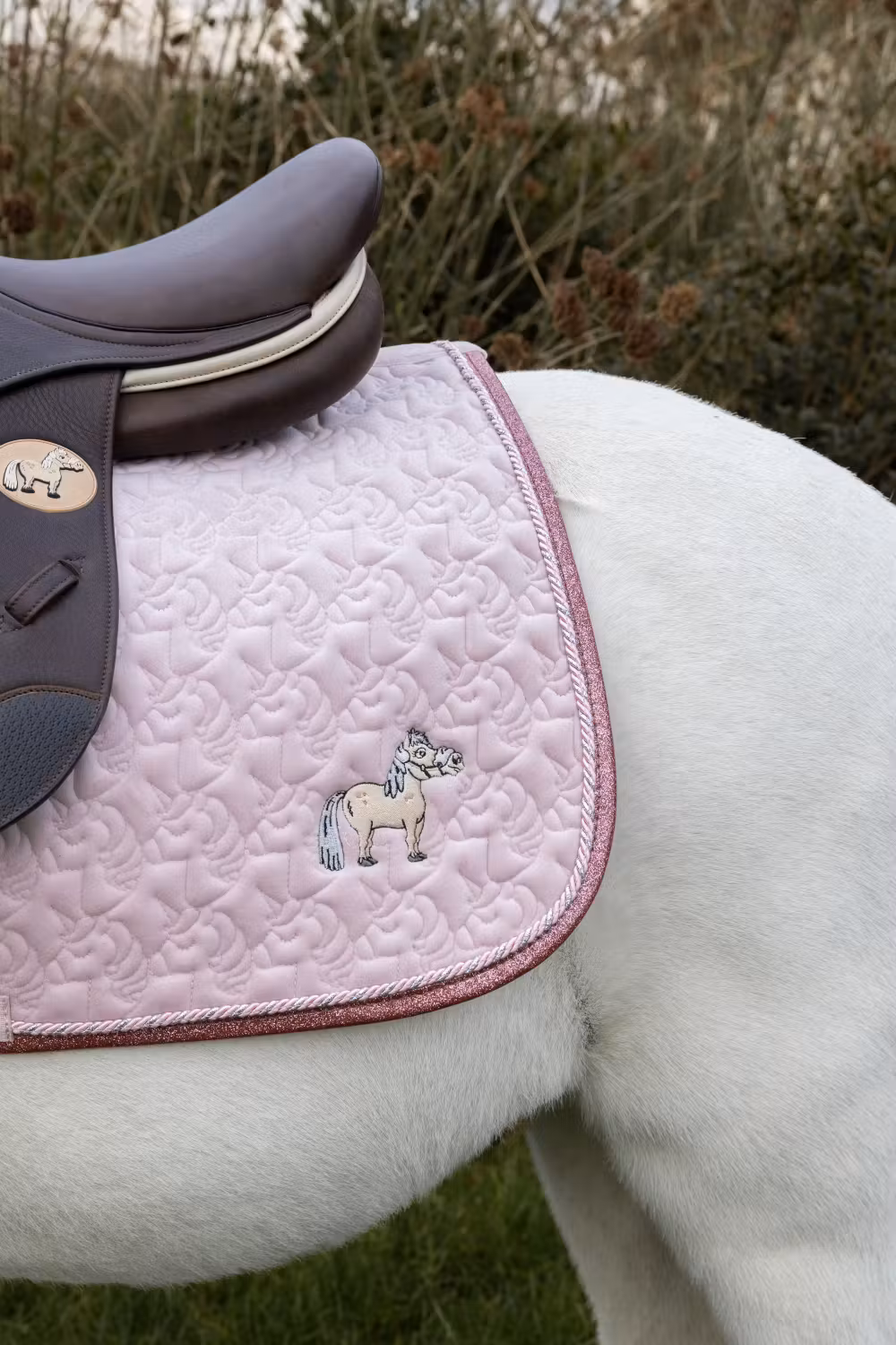Saddle Pad unicorn head glitter pony light rose
