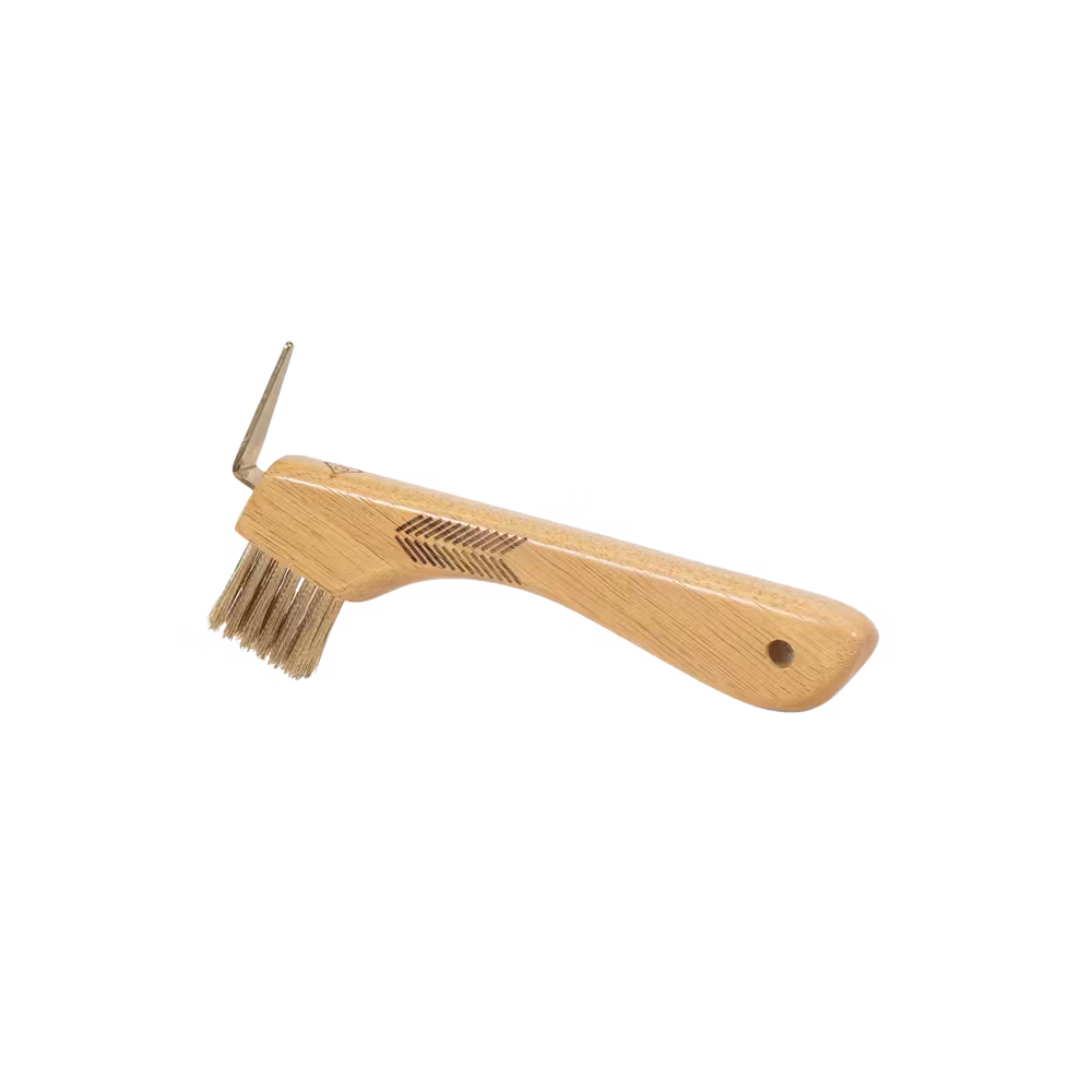 Hoof pick with metal bristle