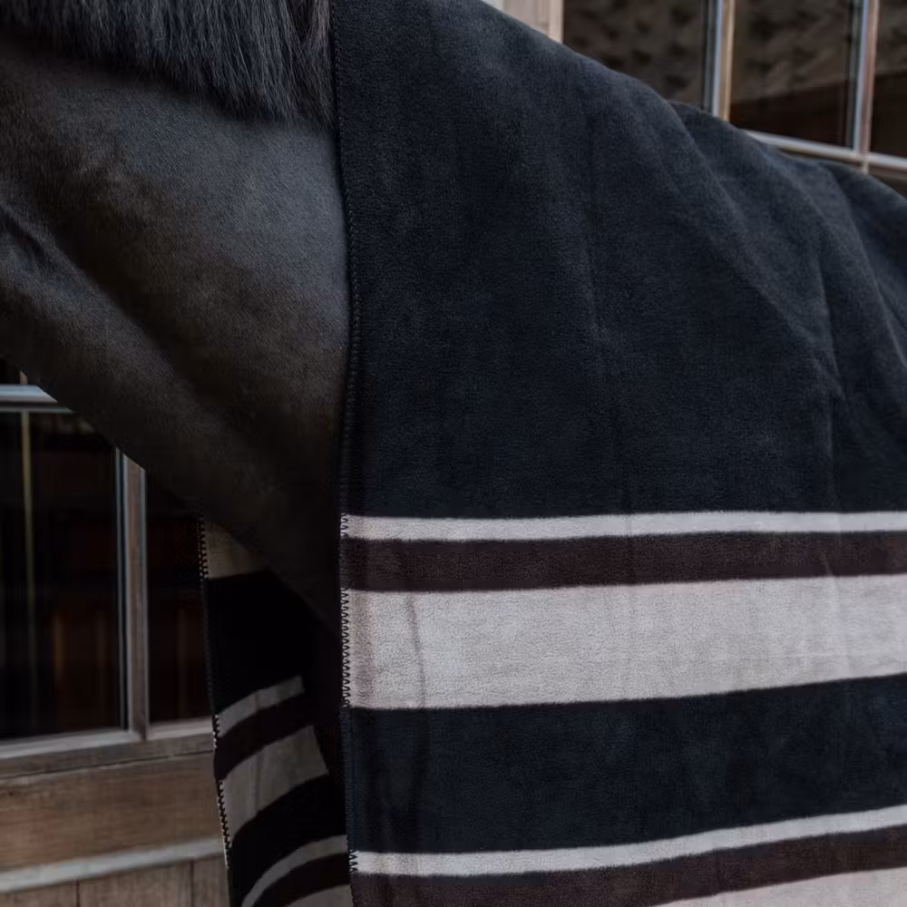 Heavy Fleece rug square stripes brown/beige 210x200cm