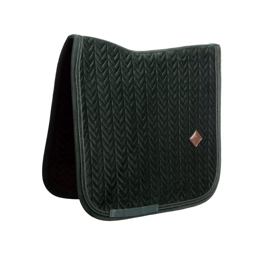 Saddle Pad velvet mini pearls dressage pine green