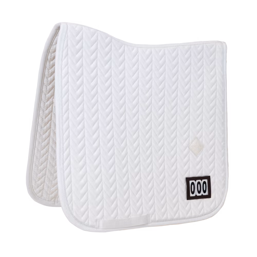 Saddle Pad fishbone competiton with 2 numbers dressage white