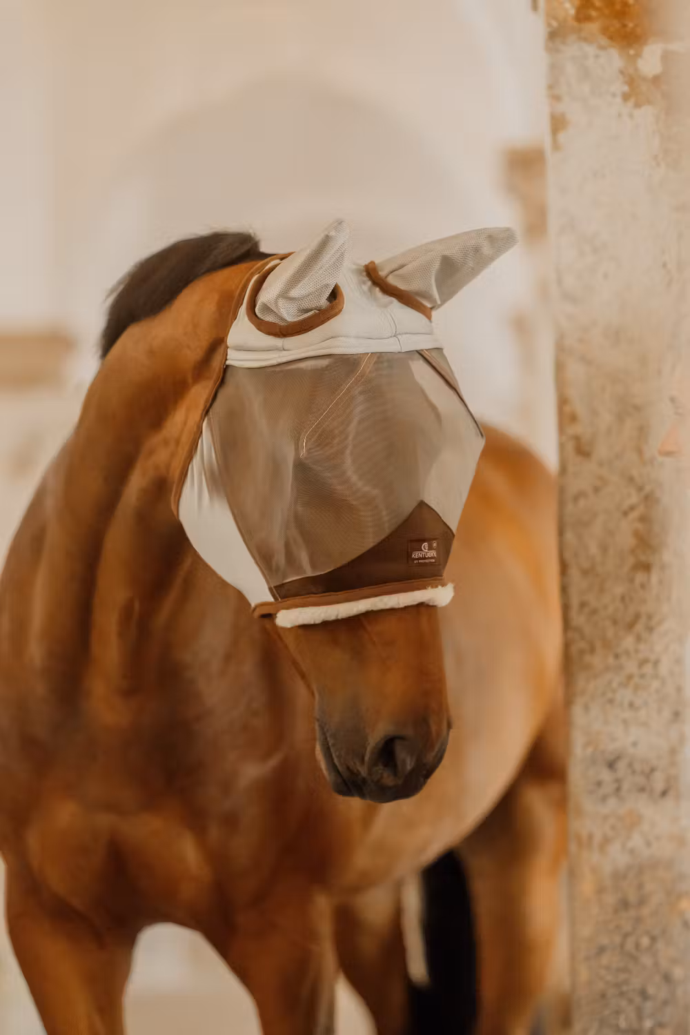 Fly mask skin friendly with ears silver cob