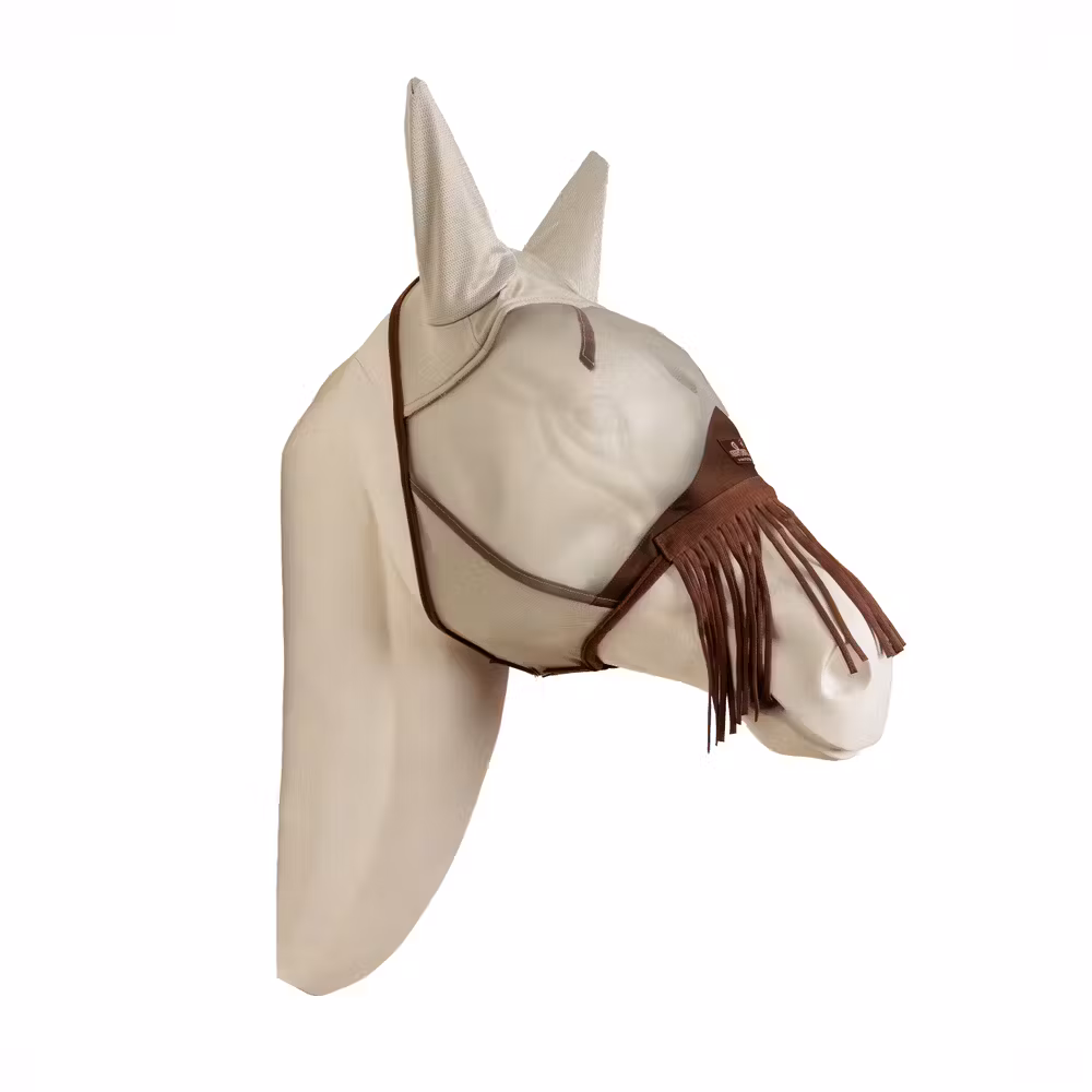 Fly mask classic with ears & nose tassels silver Full