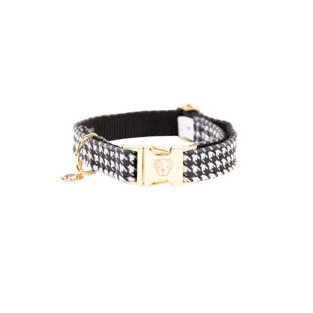 Dog Collar Pied-de-Poule black XL'45-75cm