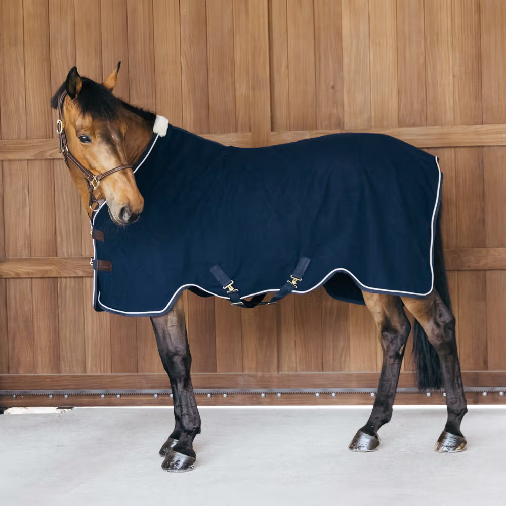 Fleece rug vegan wool navy 145-6'6