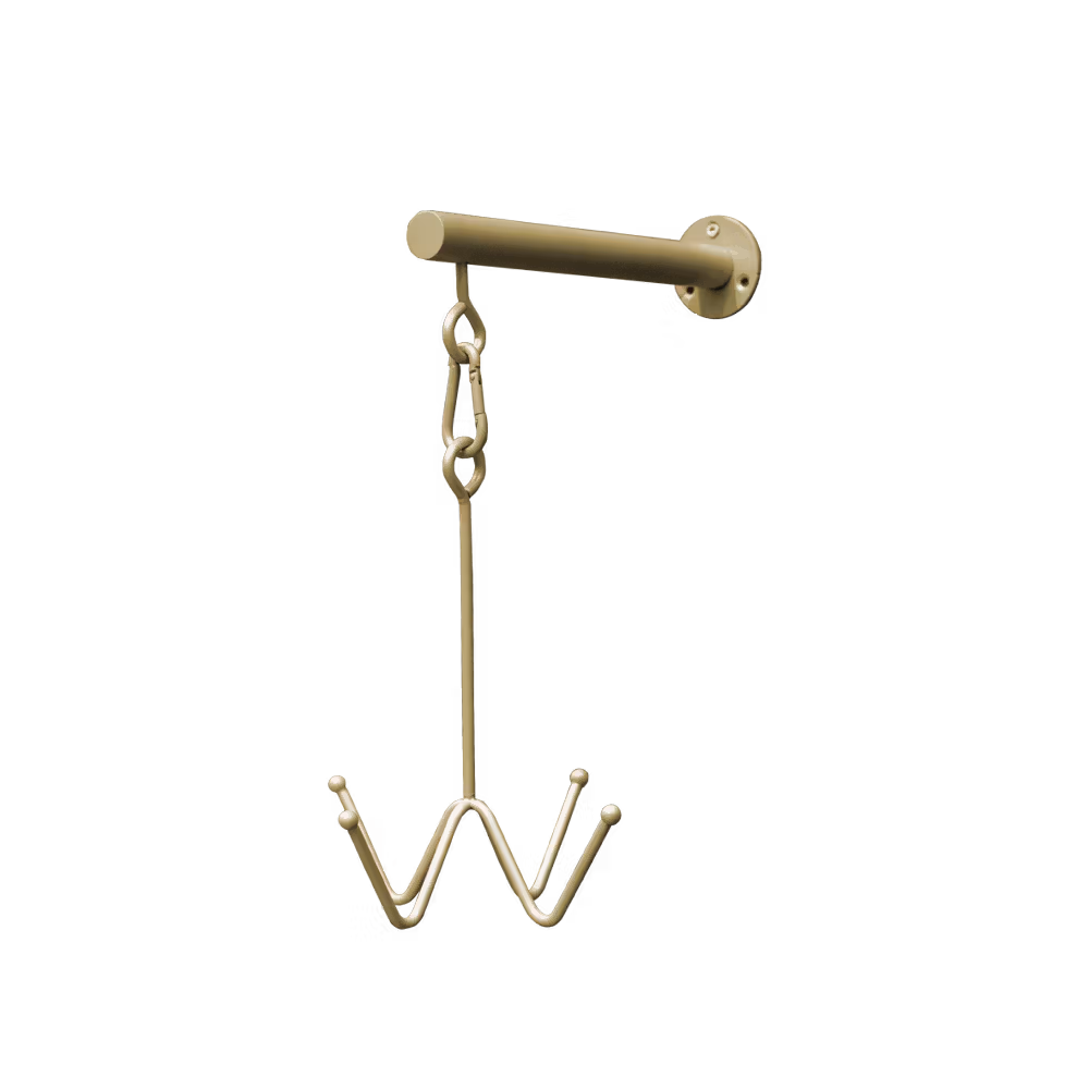 Bridle Hook 4 prong with wall attachment gold