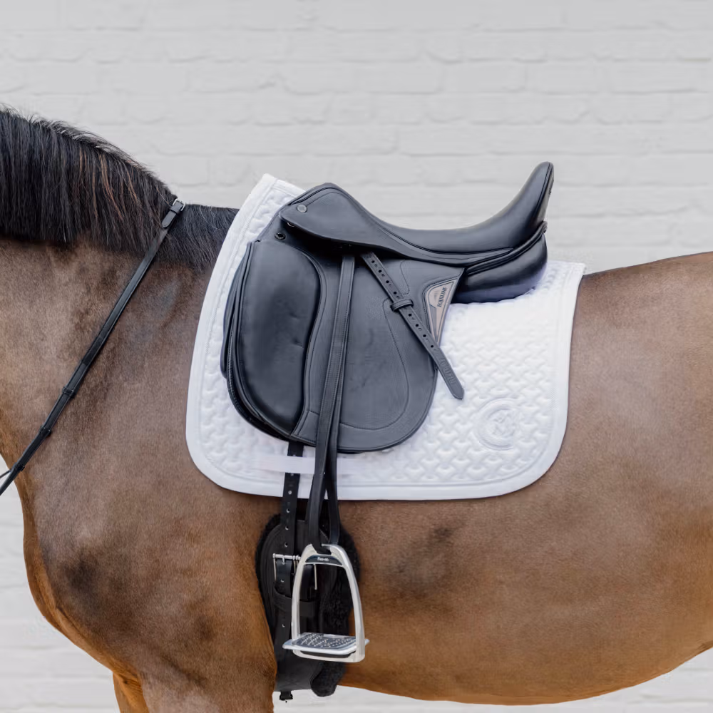 Saddle Pad plaited 3d logo dressage white