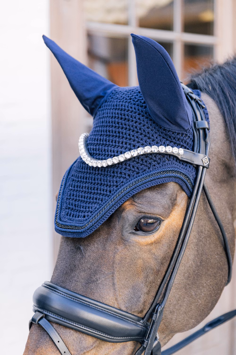 Fly veil Wellington with metal chain navy Full