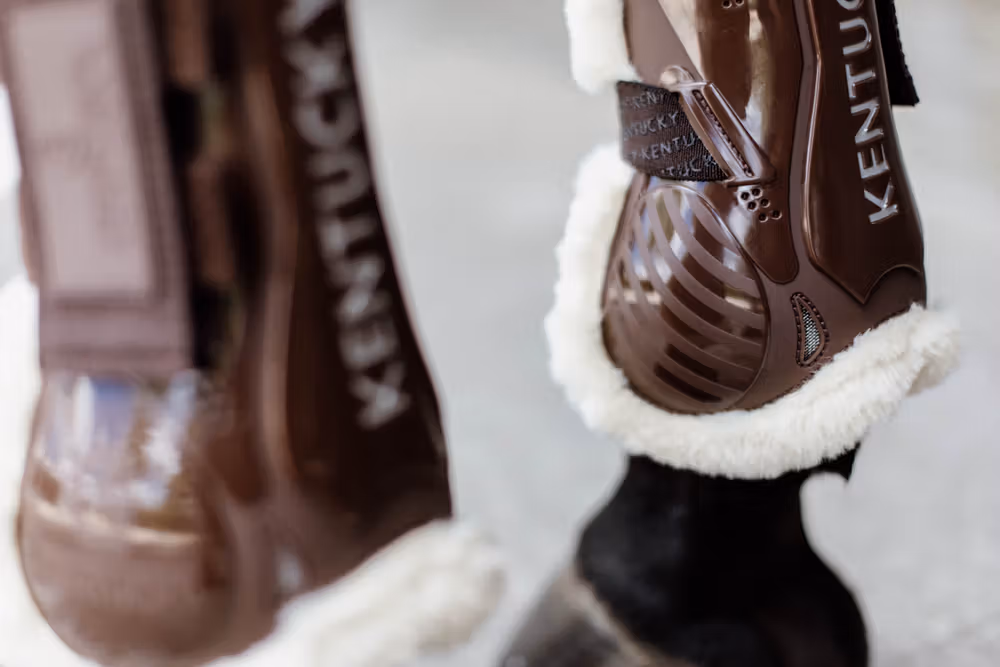 Vegan Sheepskin Tendon Boots Velcro brown M