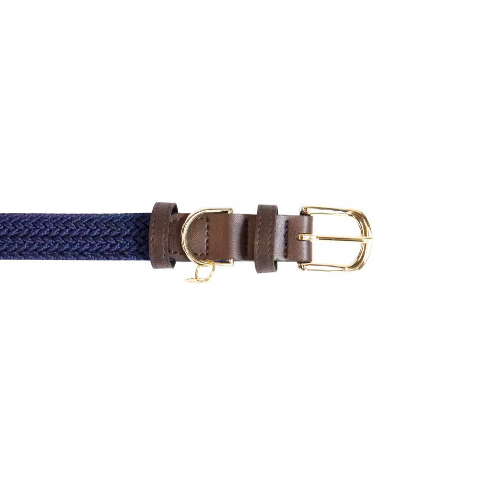 Plaited Nylon Dog collar navy S 42cm