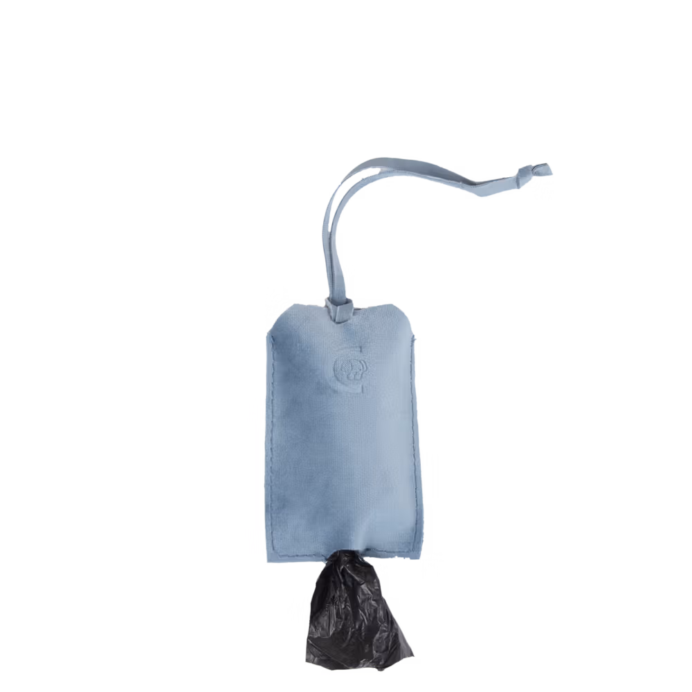 Poop bag pocket velvet light blue