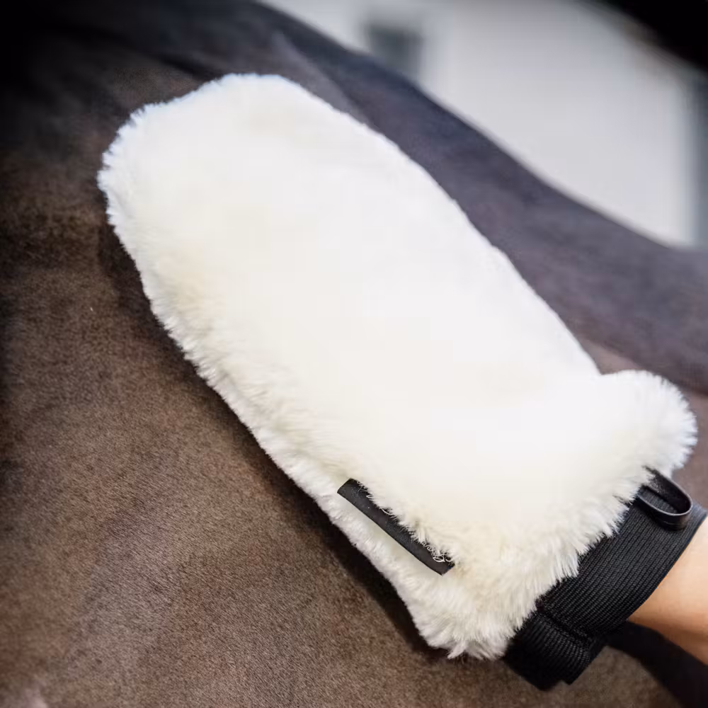 Sheepskin grooming glove naturel