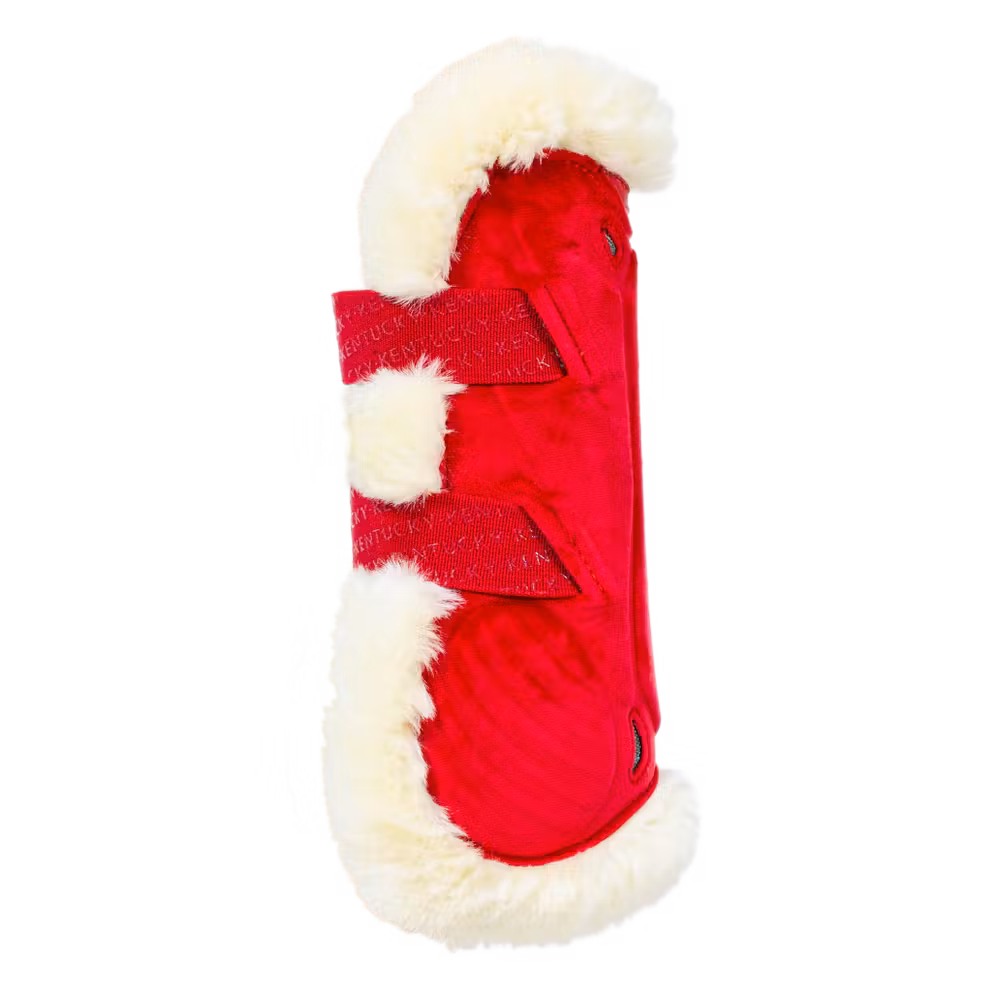 Vegan Sheepskin Tendon Boots bamboo Elastic Velvet red S