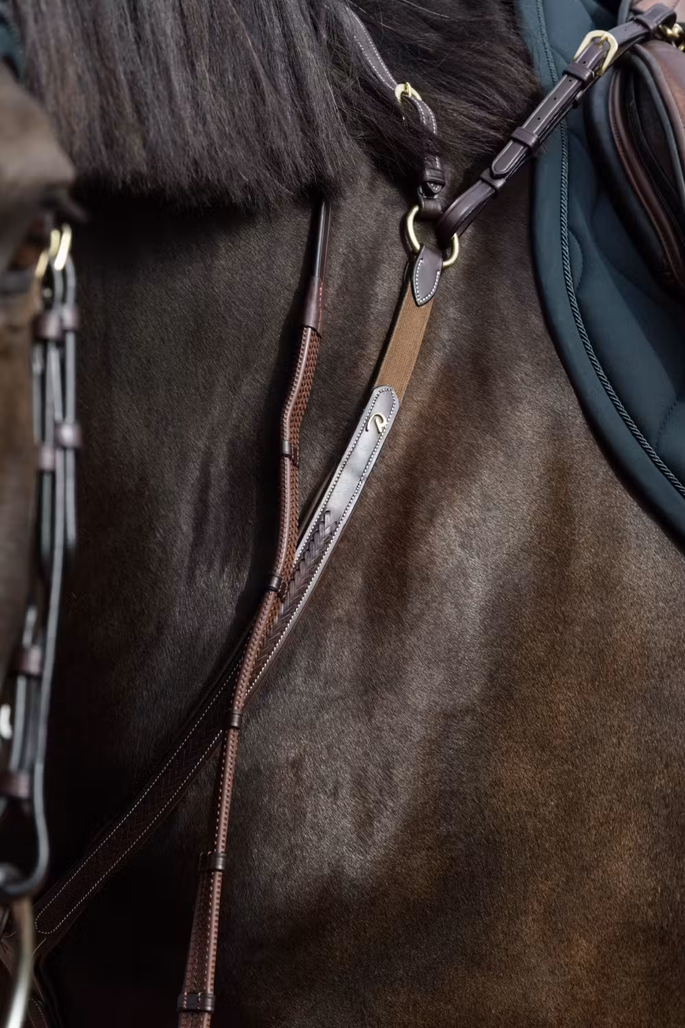 Plaited Bridge breastplate BROWN Pony