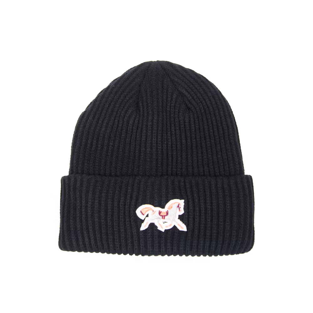Beanie black Horse rose