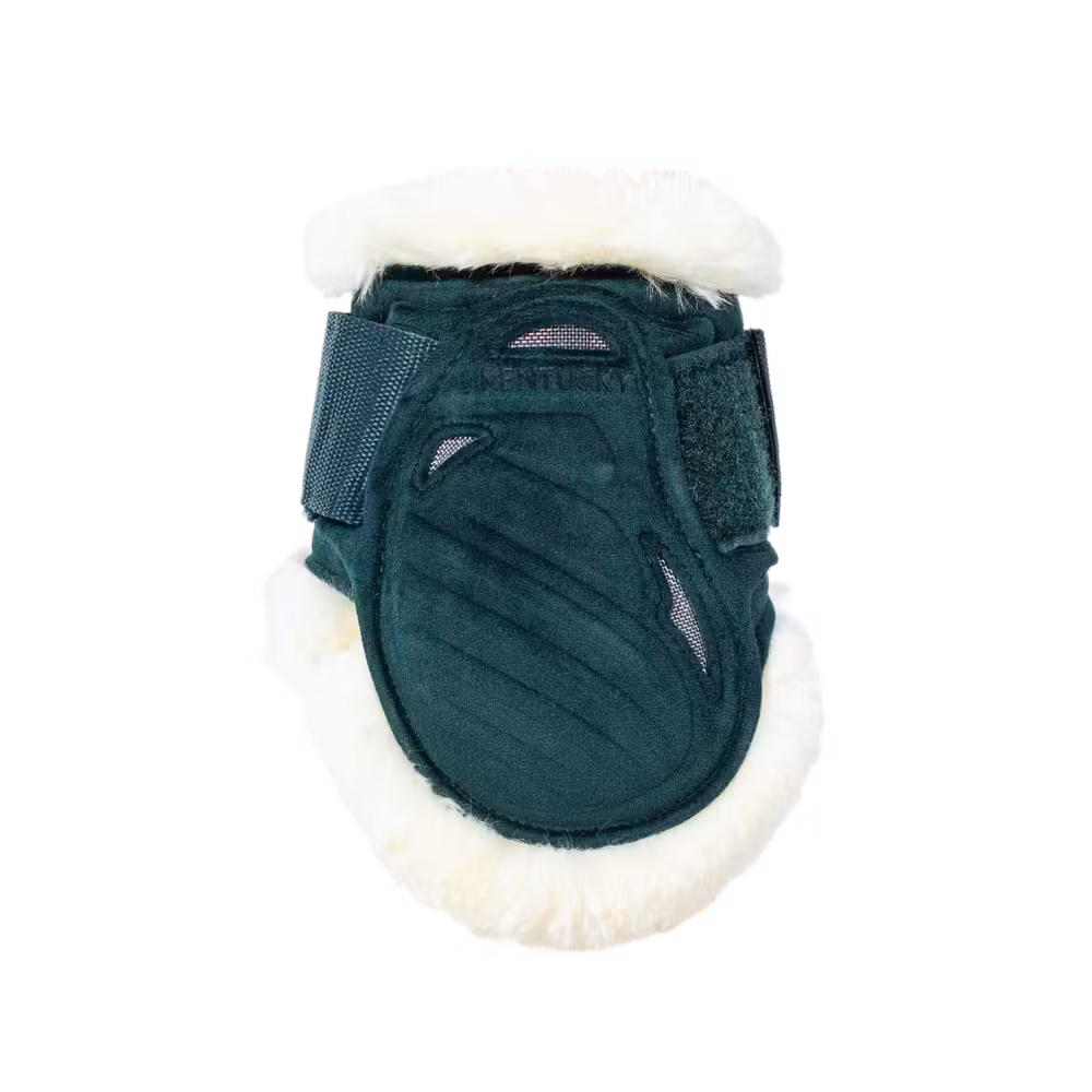 Vegan Sheepskin young horse fetlock boots Velvet dark green S