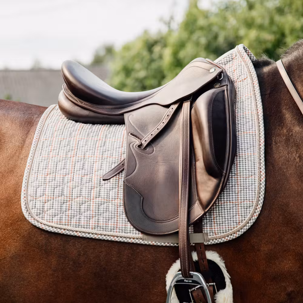 Saddle Pad Pied-de-Poule dressage beige