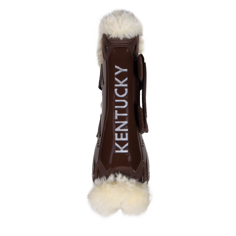 Vegan Sheepskin Tendon Boots Velcro brown M