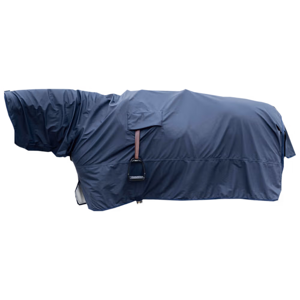 Rain coat 100% waterproof with stirrup holes navy Size L, 6'6-7'0
