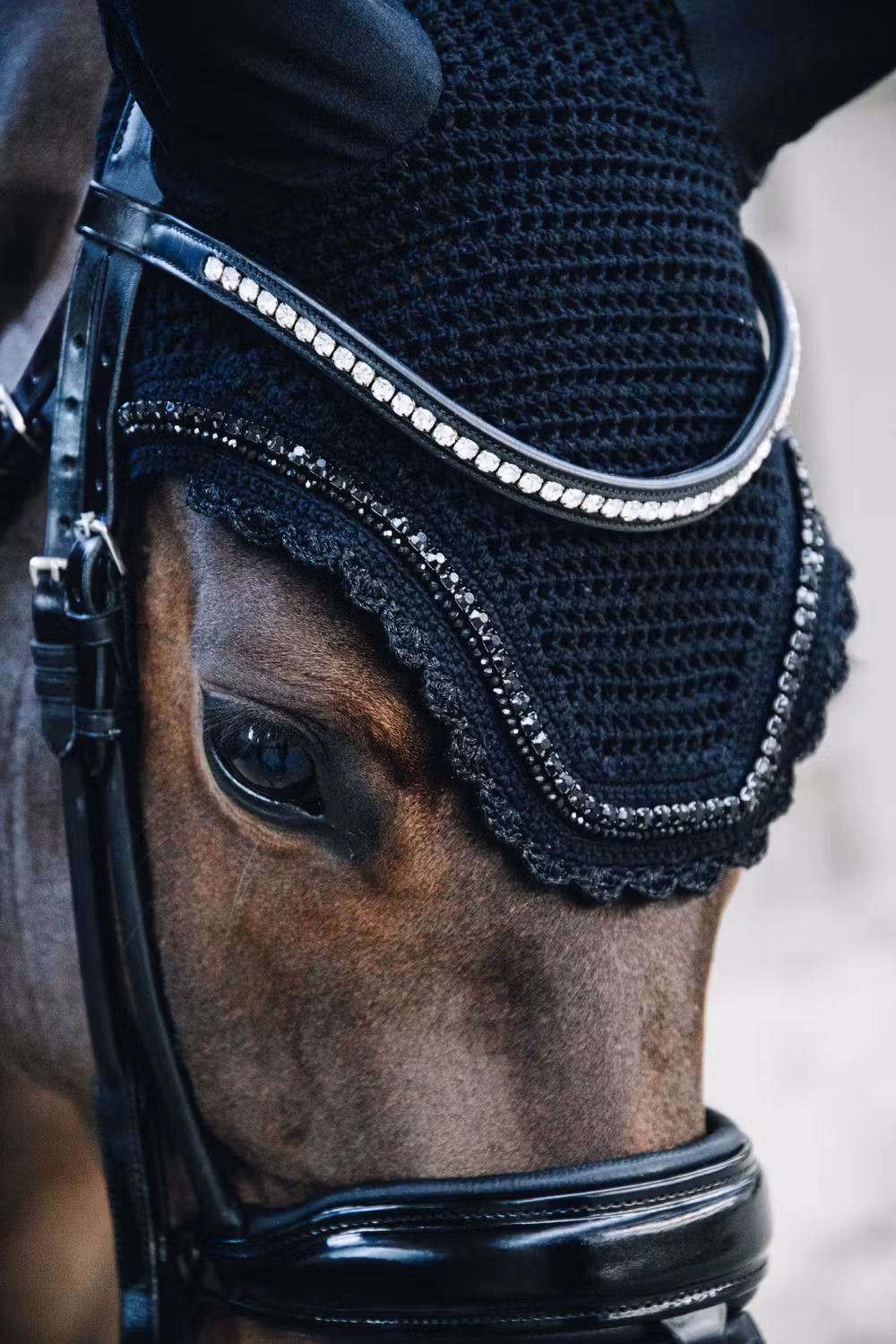 Fly veil Wellington stone & pearl black