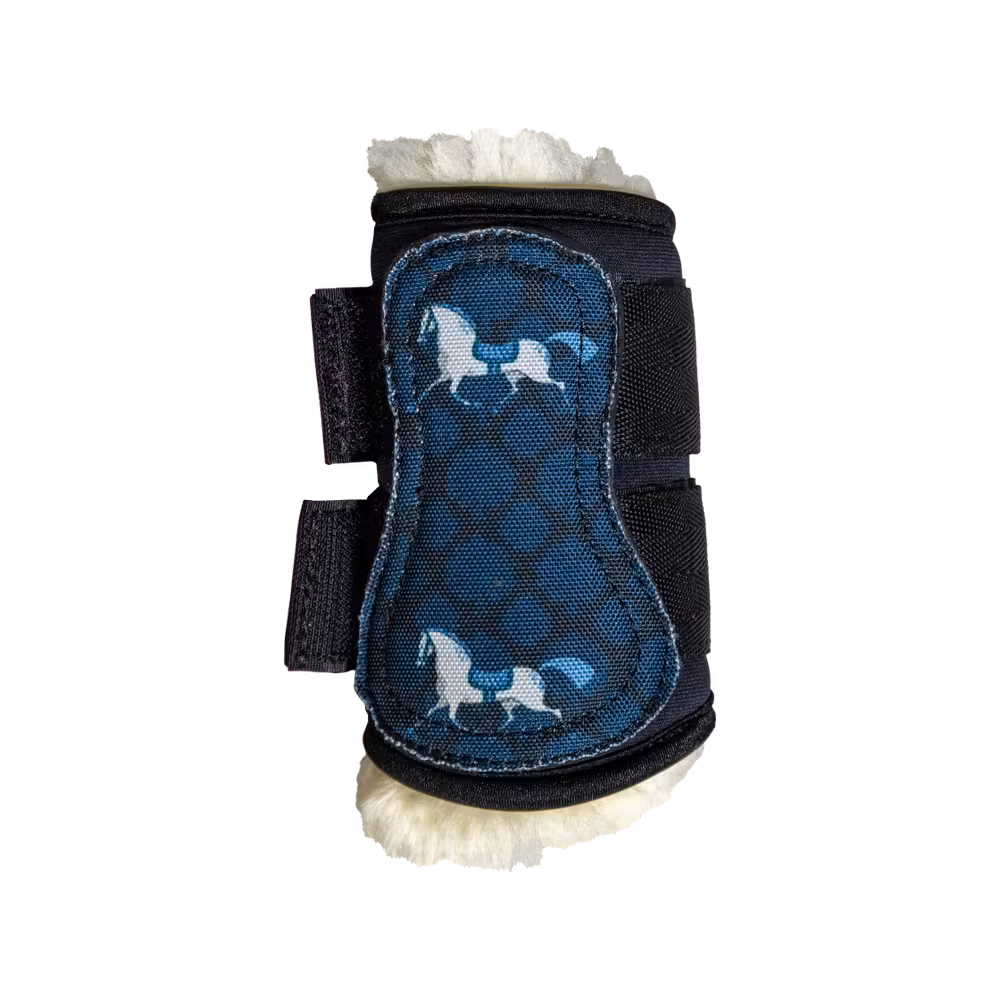 Vegan Sheepskin Turnout boots with horse design black SH