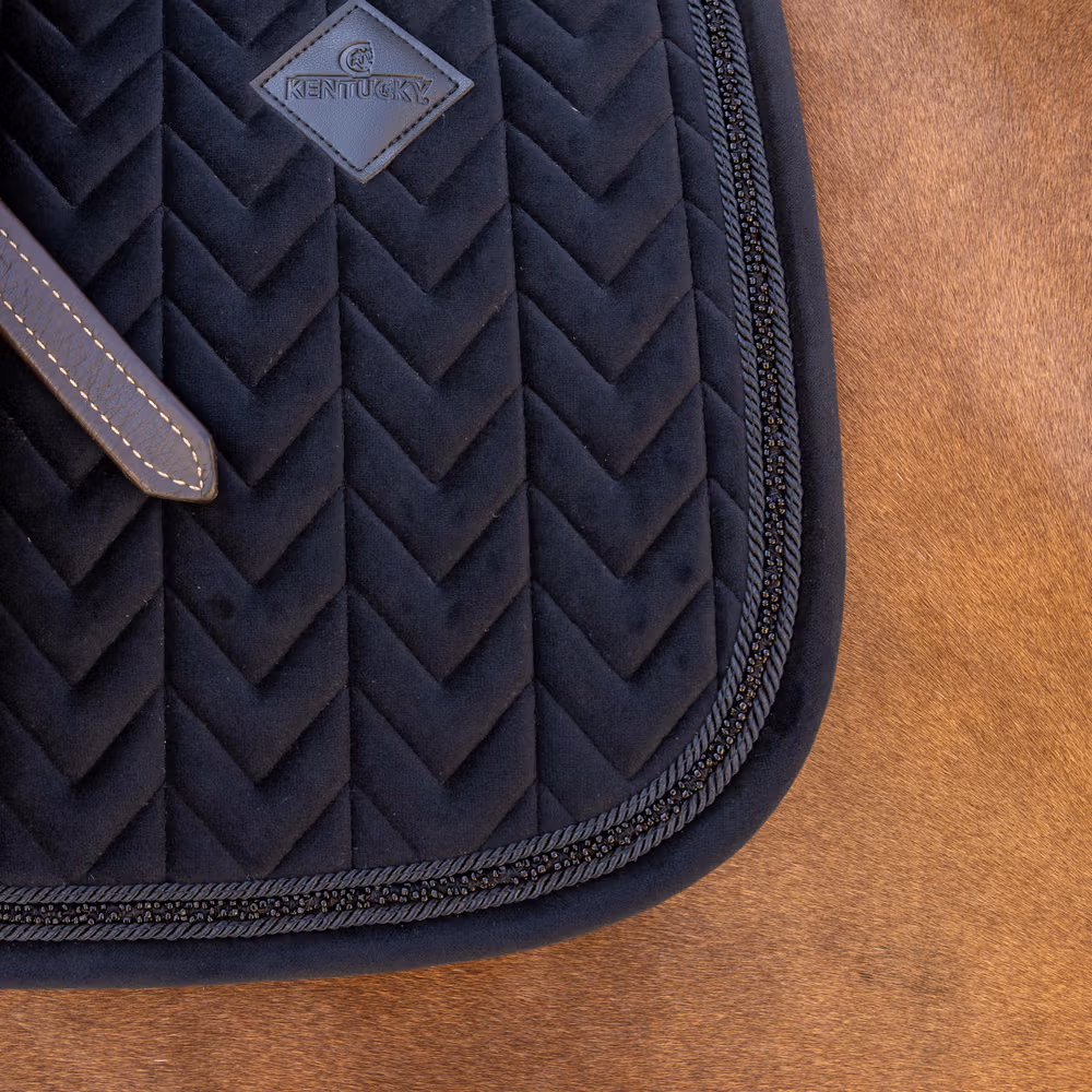 Saddle Pad velvet mini pearls show jumping black