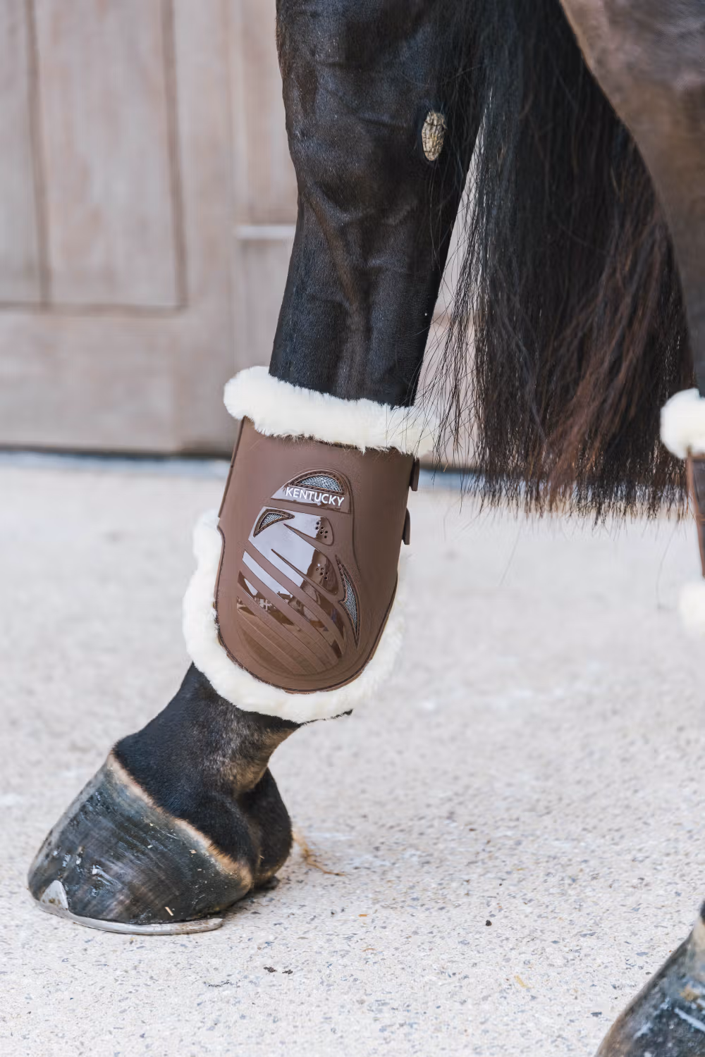 Vegan sheepskin Fetlock Boots Elastic M brown