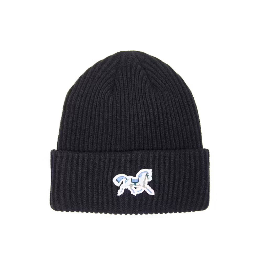 Beanie black Horse rose