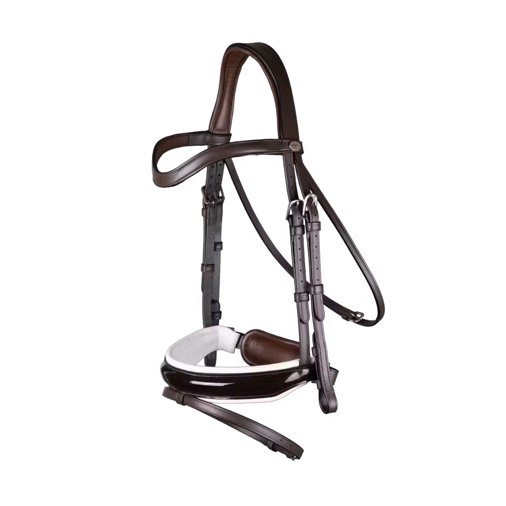 Patent Large Crank Noseband Bridle With White Padding And Flash