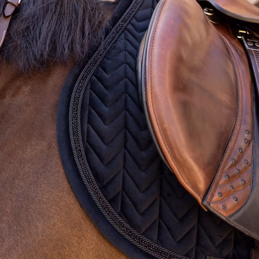 Saddle Pad velvet mini pearls show jumping black