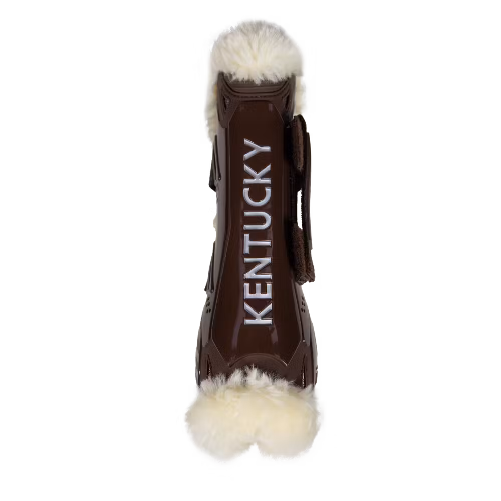 Vegan Sheepskin Tendon Boots Velcro brown M