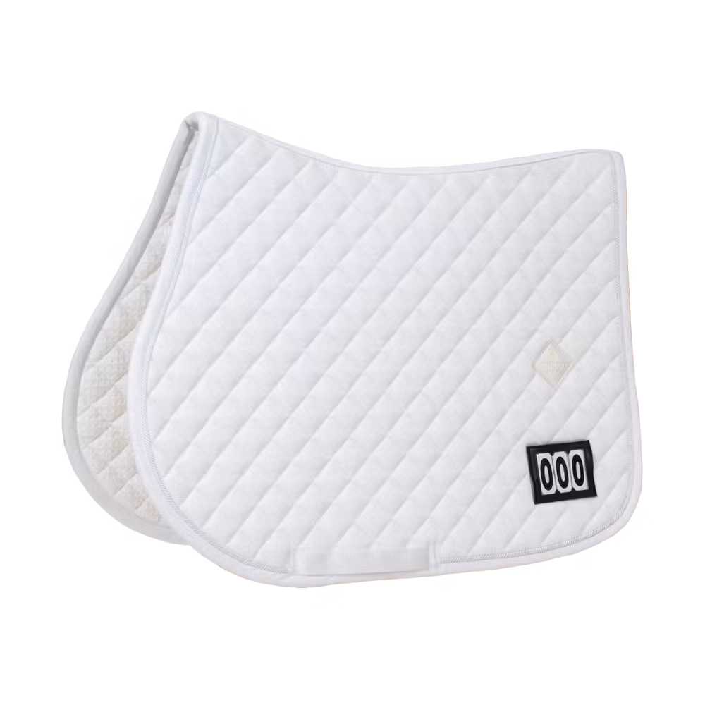 Saddle Pad diamond competiton with 2 numbers show jumping white