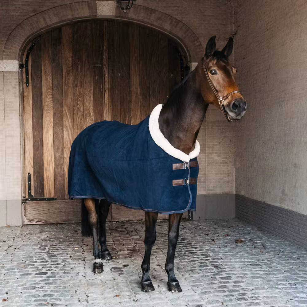 Fleece rug show 'heavy' navy 145-6'6