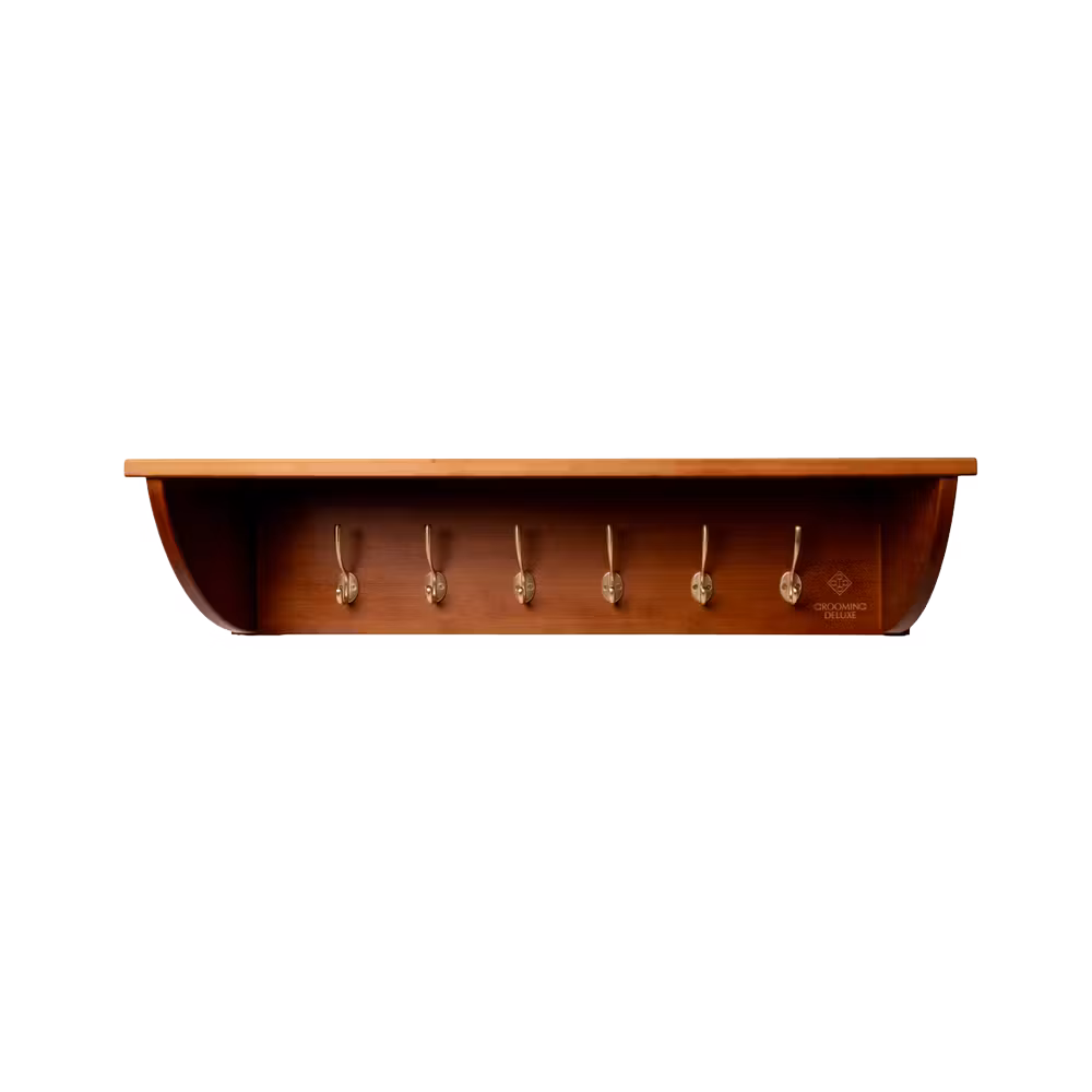 Helmet shelf with rack with 5 hooks
