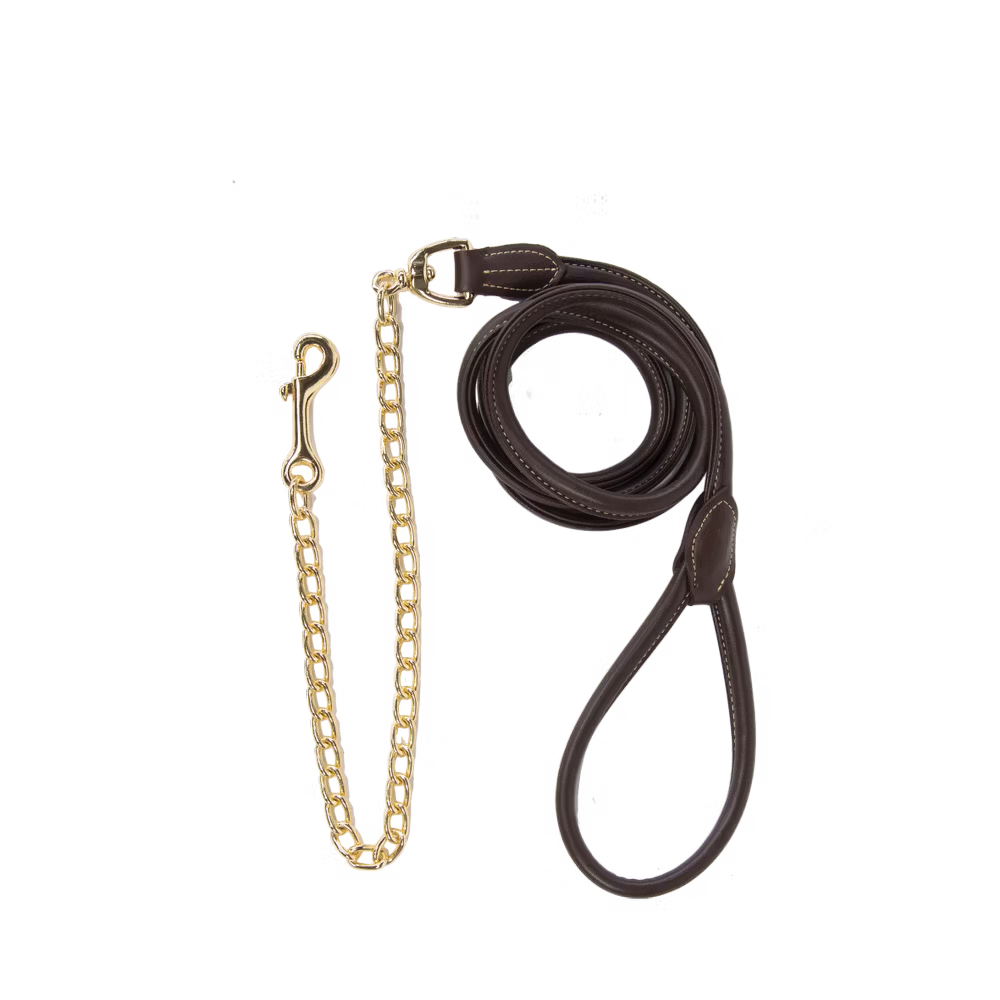 Leather chain lead brown 270 cm
