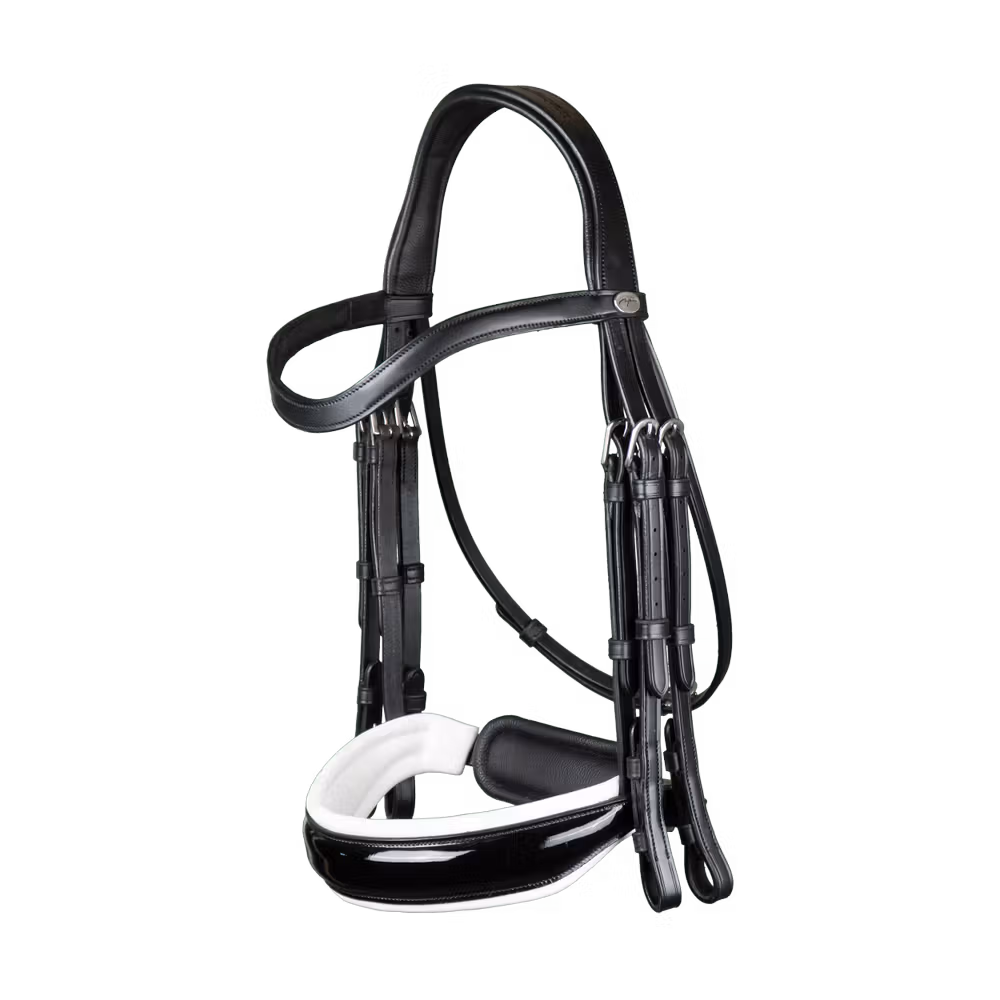 Patent Large Crank Noseband With White Padding Double Bridle