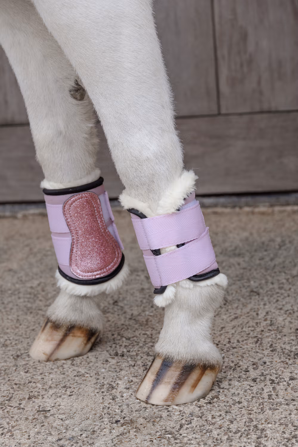 Vegan Sheepskin Turnout boots unicorn glitter old rose SH