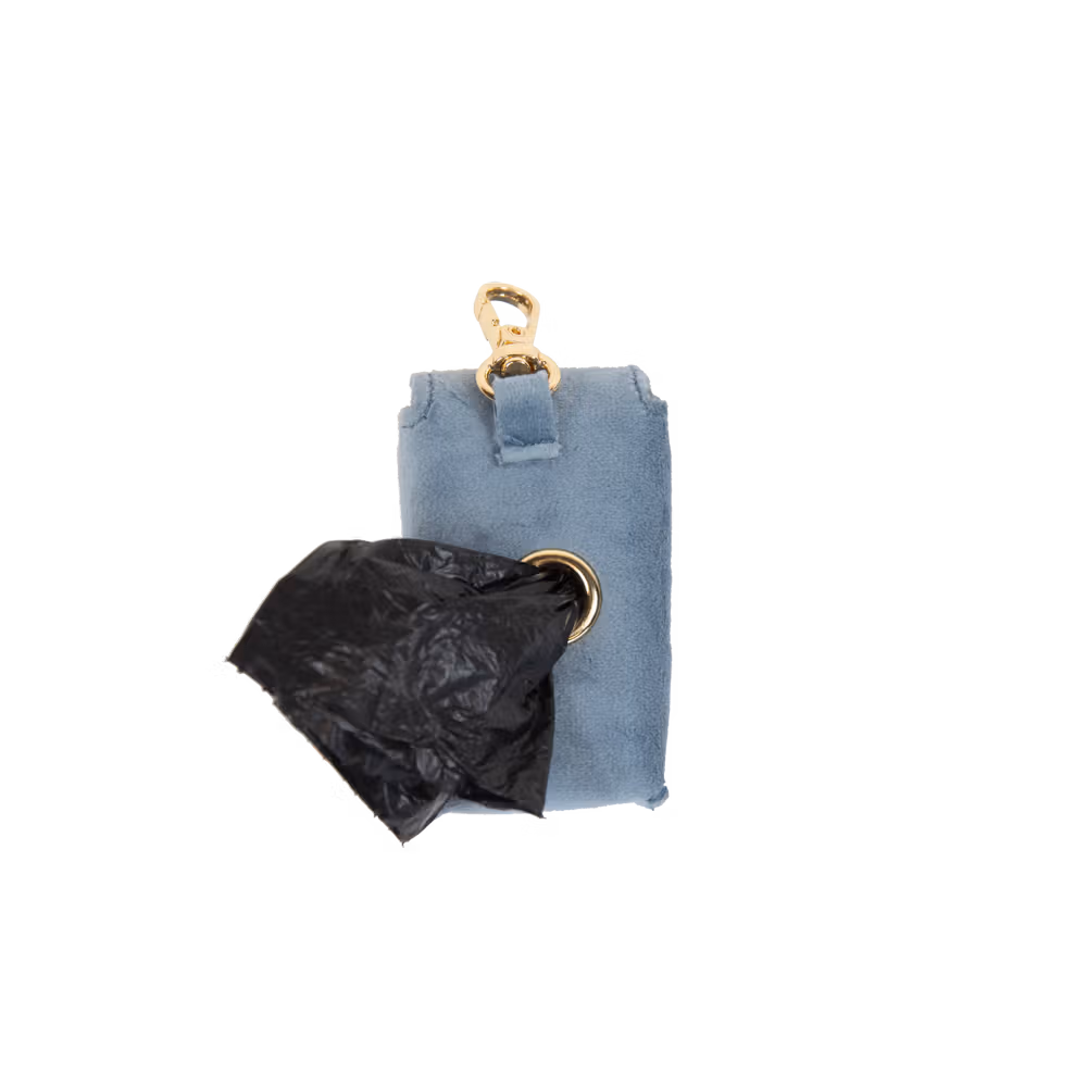 Poop bag square velvet light blue