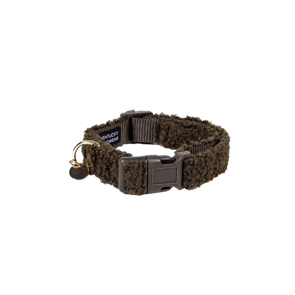 Dog Collar teddy fleece pine green XS 25-38cm