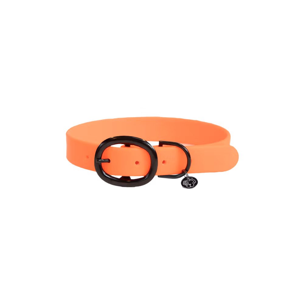 Dog collar soft rubber neon orange XS 37cm