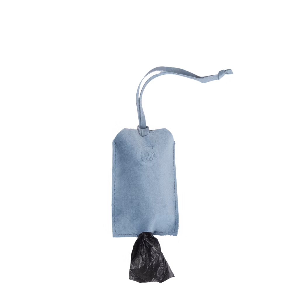 Poop bag pocket velvet light blue