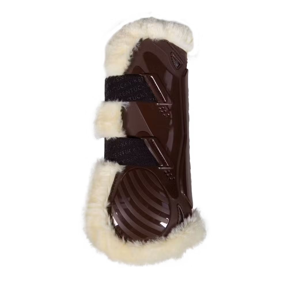 Vegan Sheepskin Tendon Boots Velcro brown M