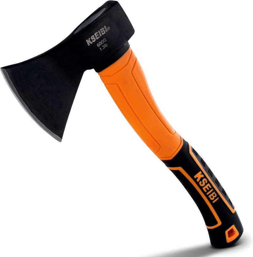 KSEIBI Wood Axe, Small Outdoor Camp Hatchet for Splitting and Kindling Wood