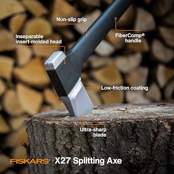 Fiskars X27 Super Splitting Axe, 36" Wood Splitting Axe for Medium to Large Size Logs with Shock-Absorbing Handle