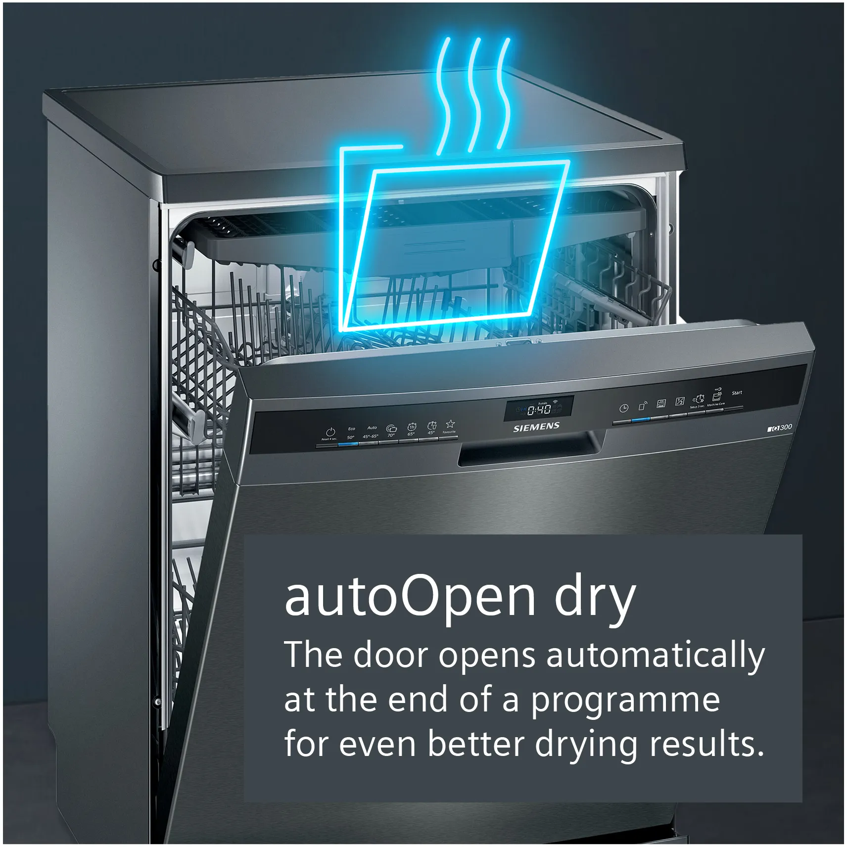 SIEMENS SN23EC14CG iQ300 Free-standing dishwasher 60 cm Brushed black steel anti-fingerprint