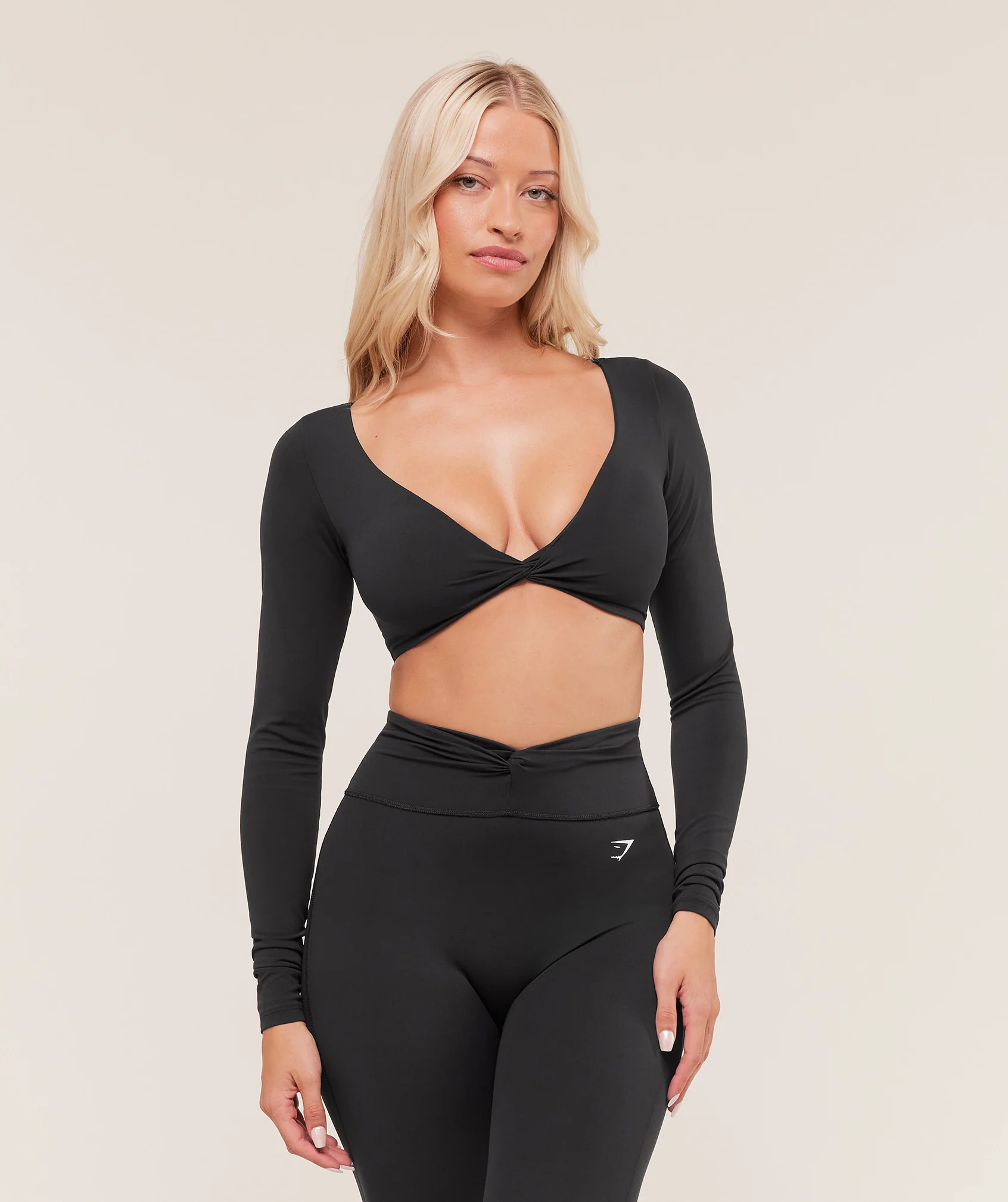 Twist Front Long Sleeve Crop Top