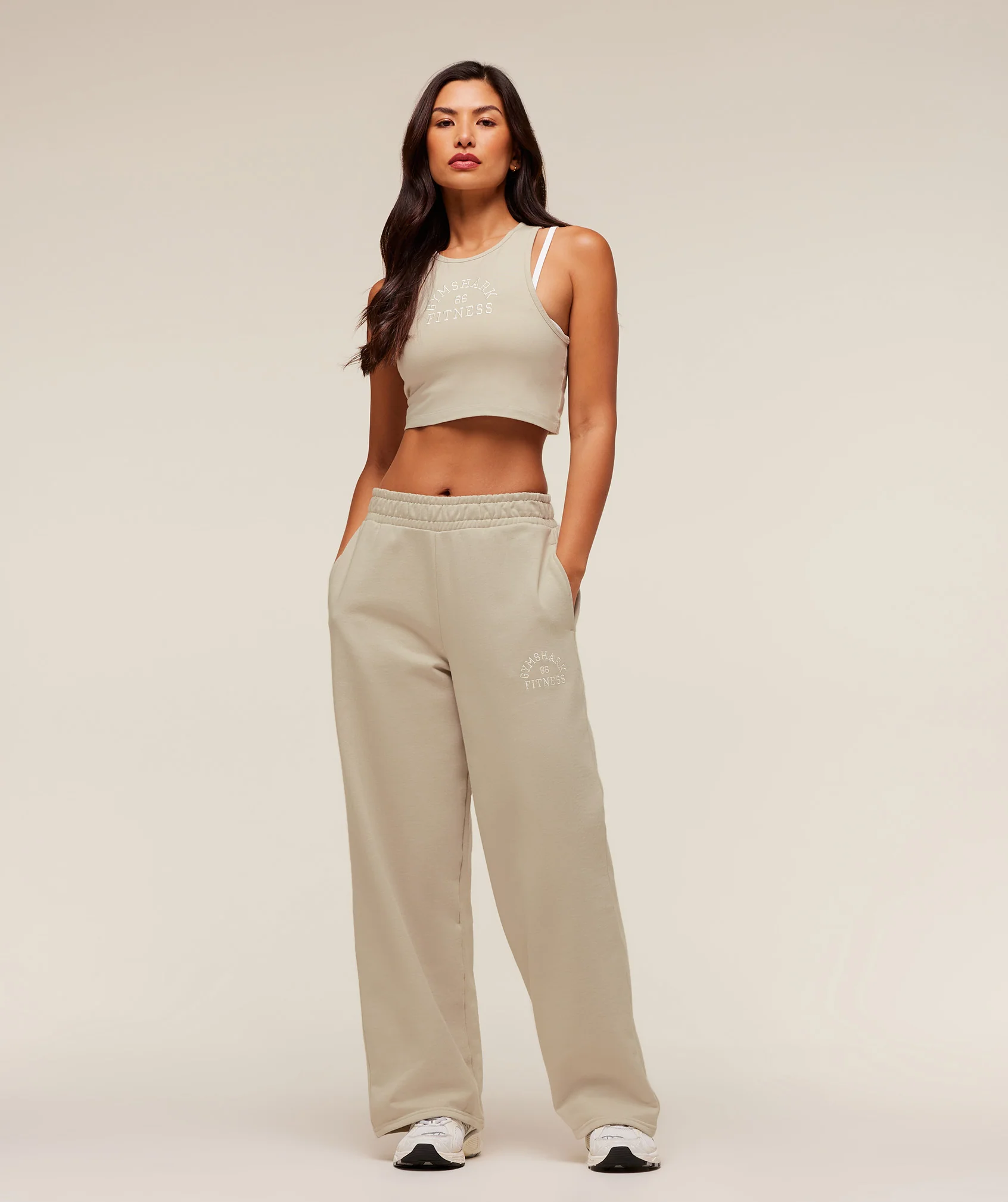 Fitness Embroidered Graphic Wide Leg Joggers